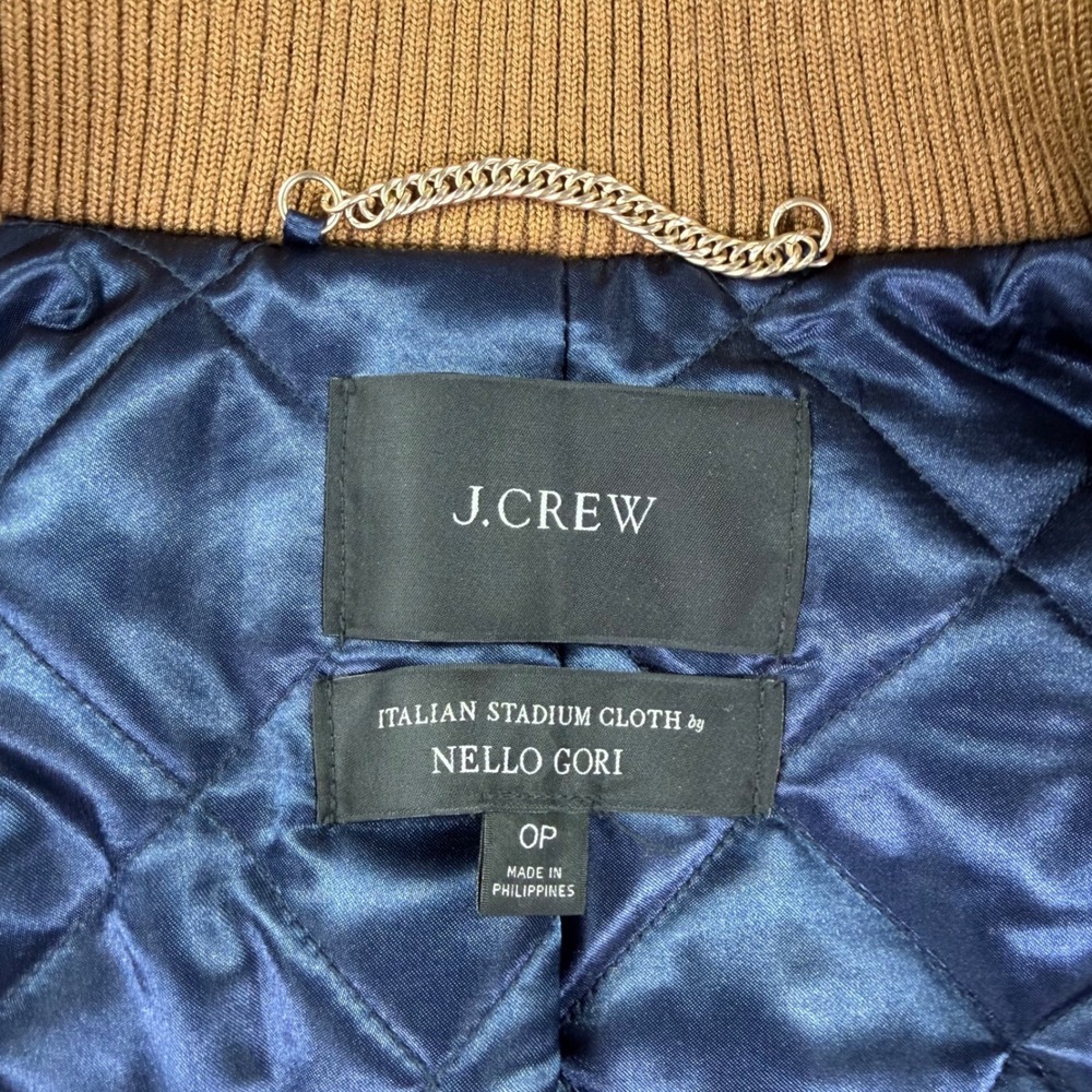 J.Crew Italian Stadium Cloth Wool Coat Brown Nello Gori Zip Up Womens 0 Petite - Picture 7 of 12